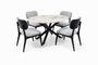 COMEDOR BASE ASTERISCO PEQUEÑA C/TABLERO DE P. SINTERIZADA  + 4 SILLAS TELA